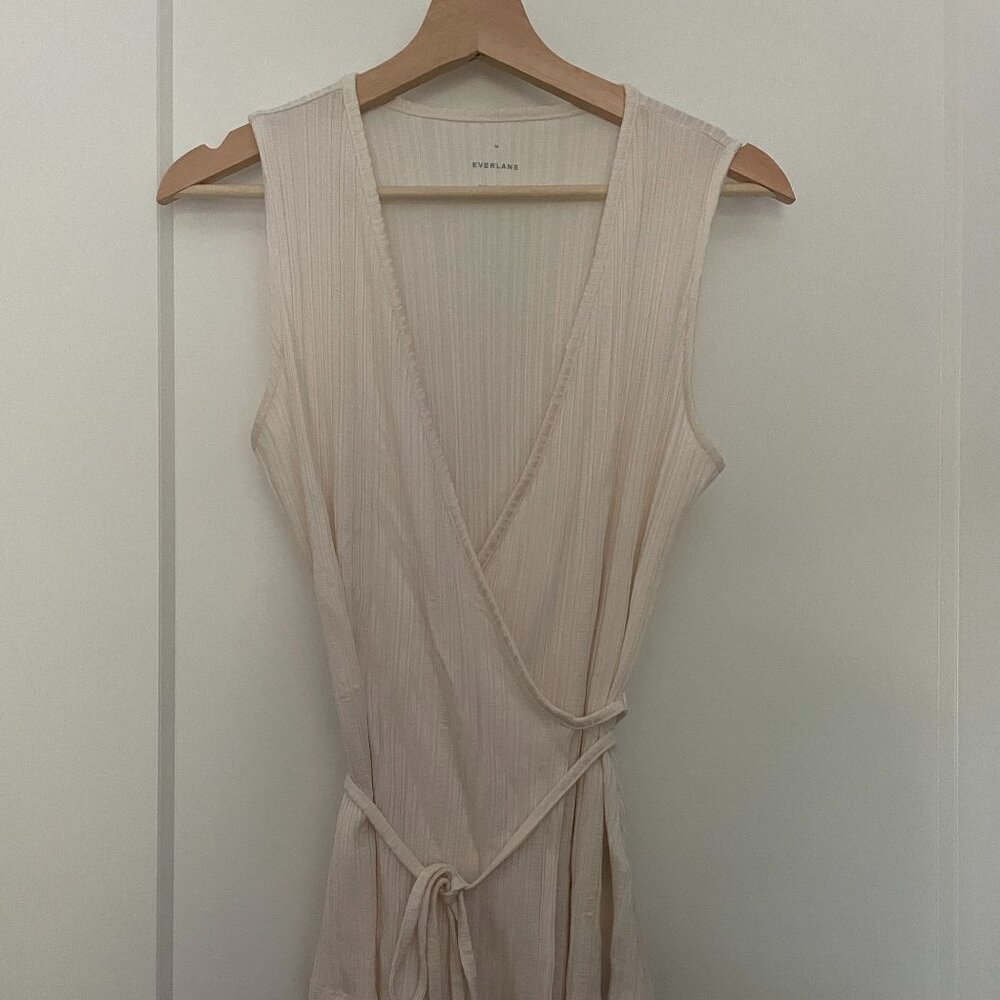 Everlane Ribbed Wrap Top - Ivory/Cream